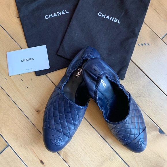 CHANEL Shoes - Chanel Navy Soft Quilt  ballet flats